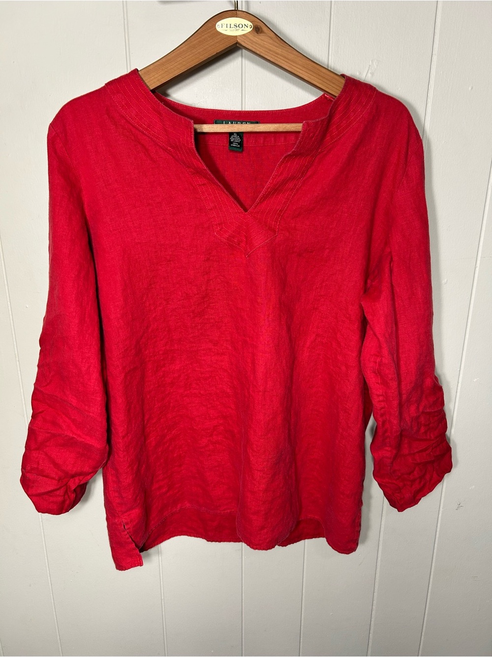 Ralph Lauren Bright Red Linen V-Neck Tunic